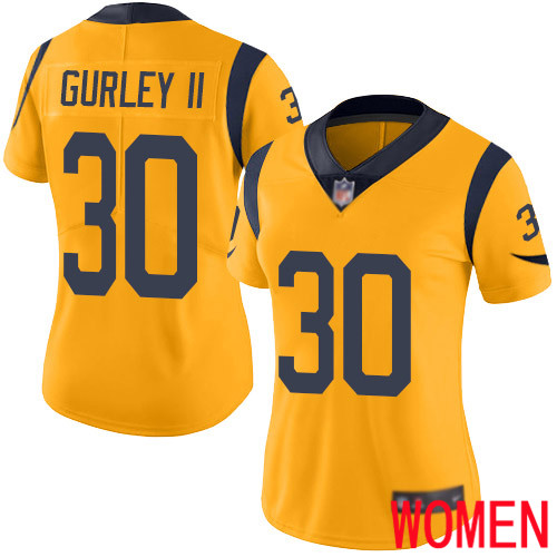Los Angeles Rams Limited Gold Women Todd Gurley Jersey NFL Football #30 Rush Vapor Untouchable->women nfl jersey->Women Jersey